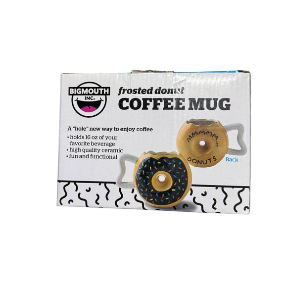 Bigmouth Inc Ceramic Frosted Donut Coffee Mug 16oz Cup New In Box - Picture 3 of 7